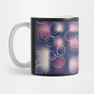 White abstract circle flowers on blurry rectangles Mug